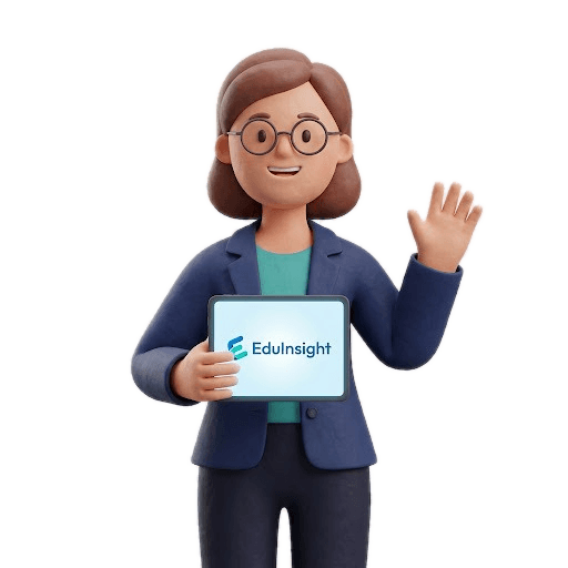 Ilustrasi guru memegang tablet EduInsight